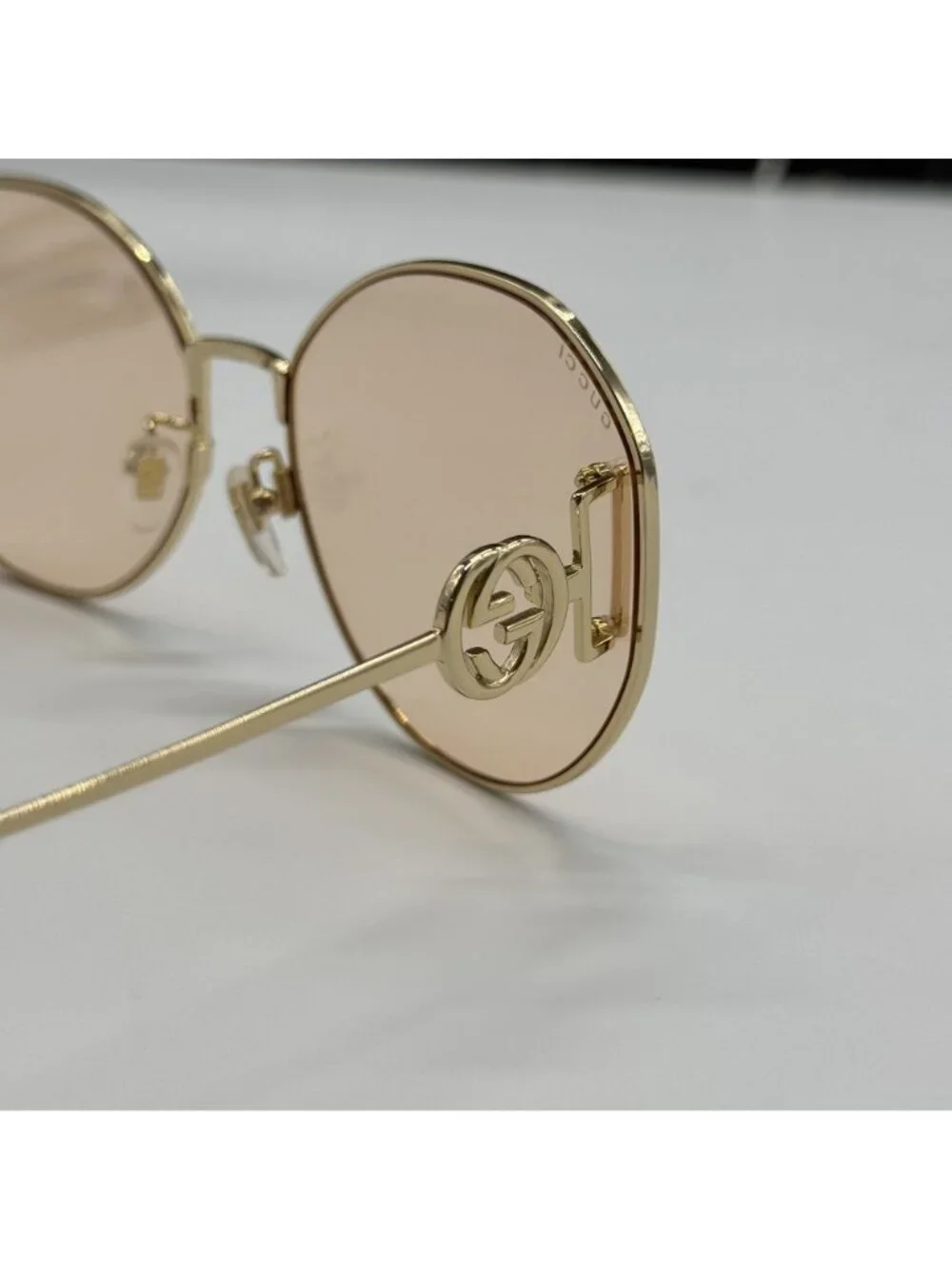 New Gucci GG1206SA 004 Women Oversized Gold Cream Sunglasses